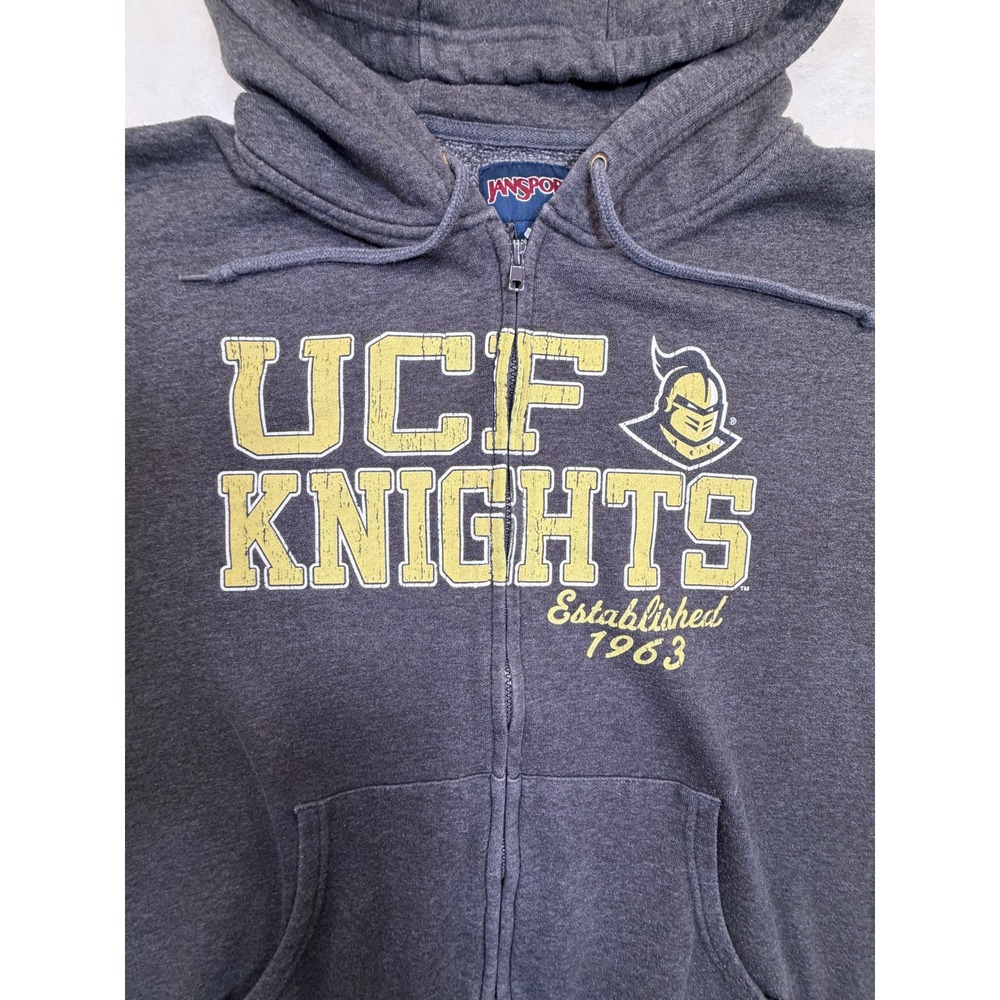 Vintage JanSport Gray UCF Knights Full Zip Hoodie Sweatshirt Men Large Excellent